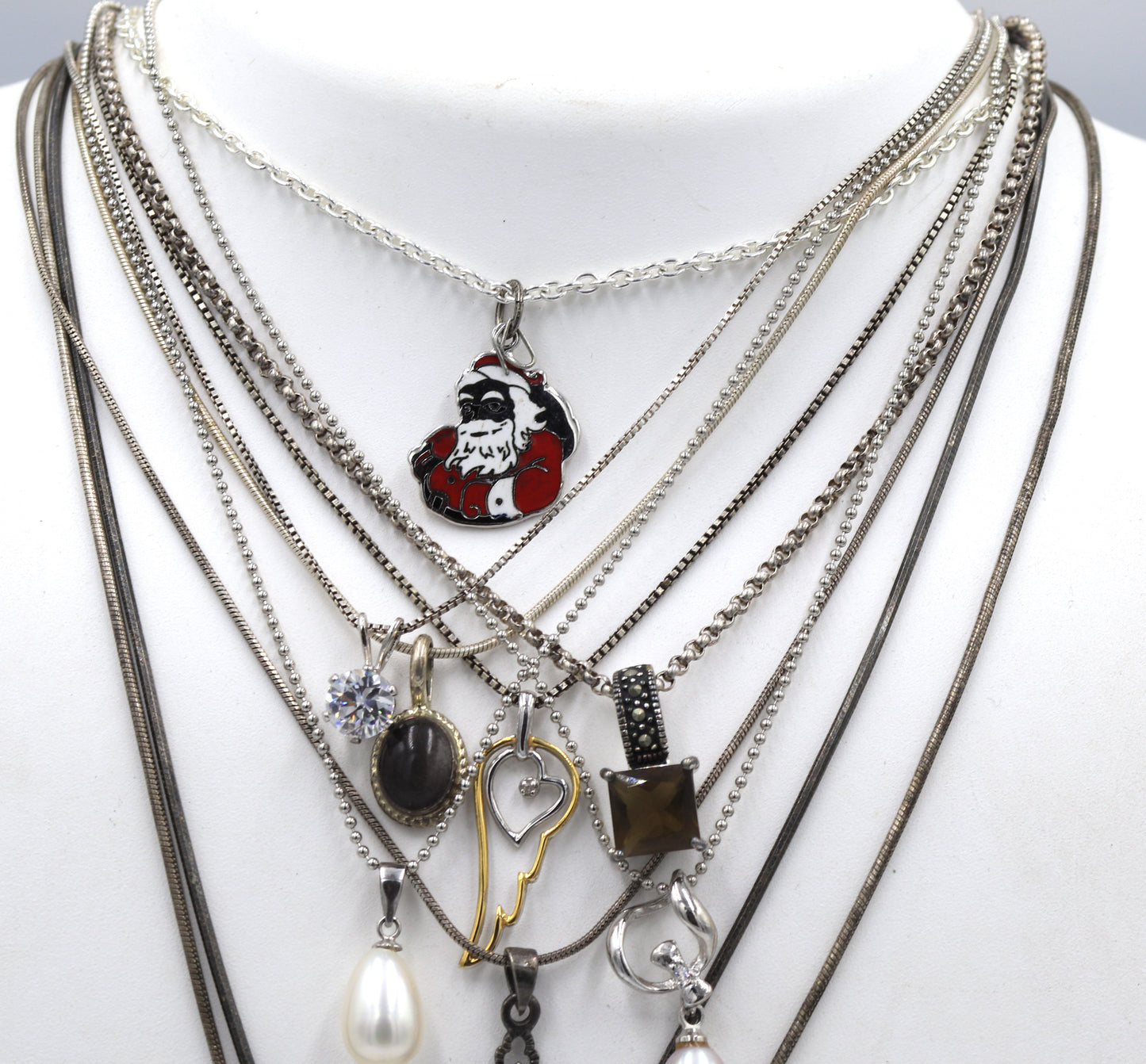 Group lot of Vintage 925 sterling silver necklaces