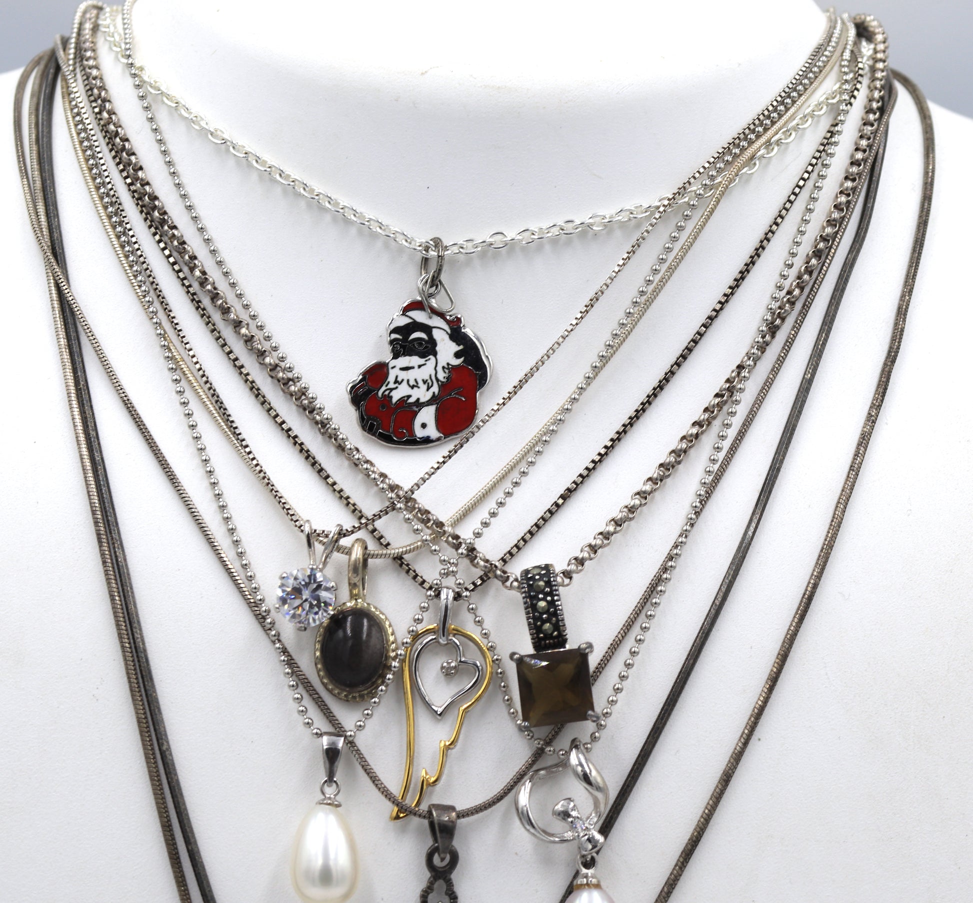 Group lot of Vintage 925 sterling silver necklaces
