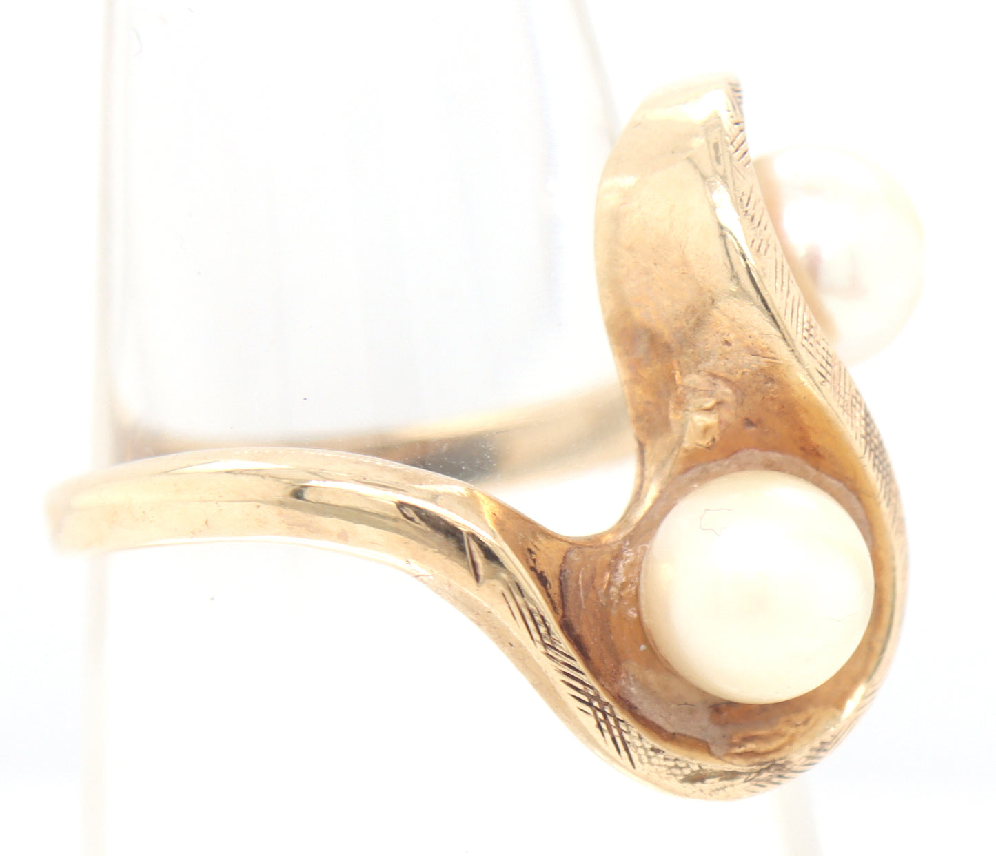 10kt Yellow gold double pearl ring