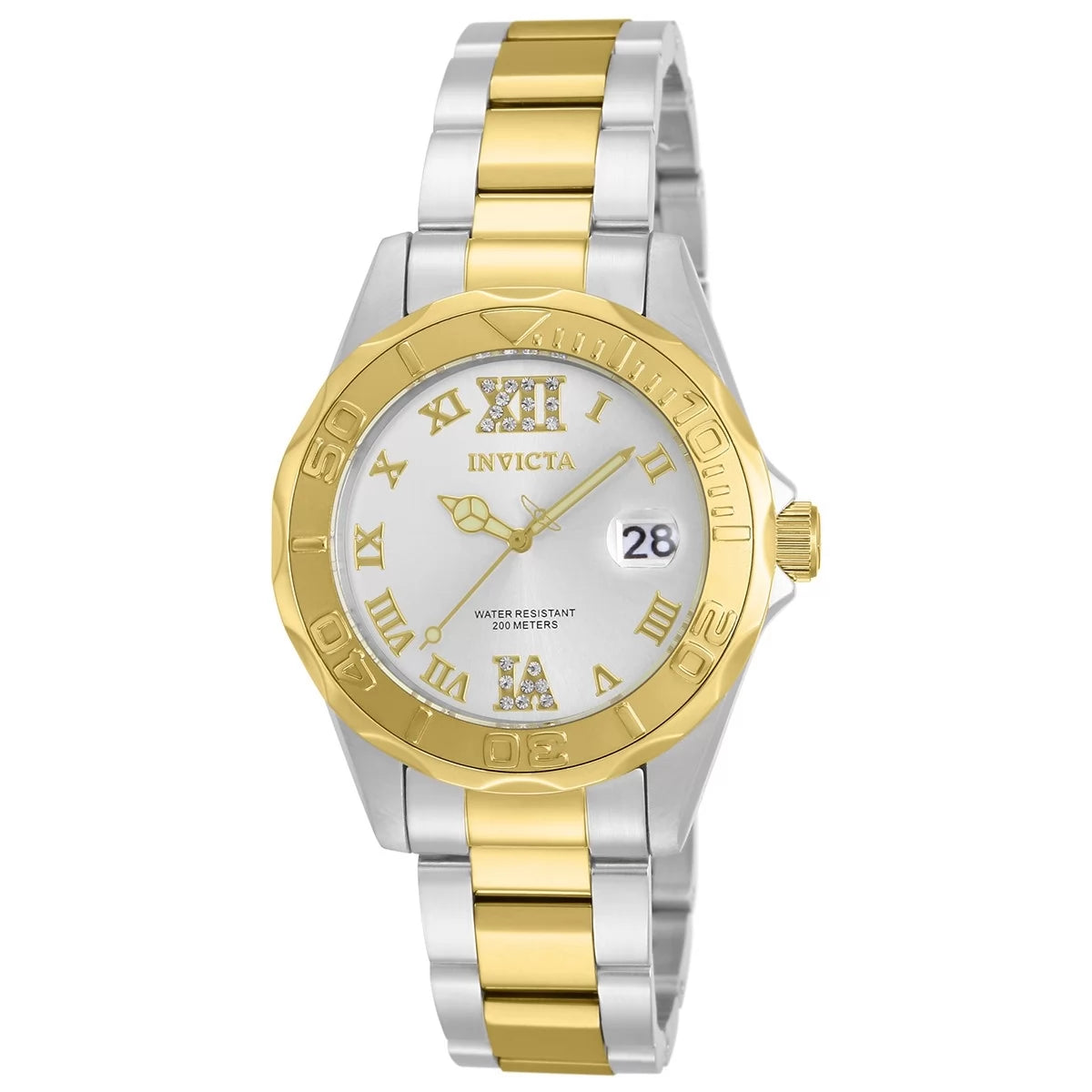 Invicta Women's Pro Diver Quartz 3 Hand Silver Dial Watch