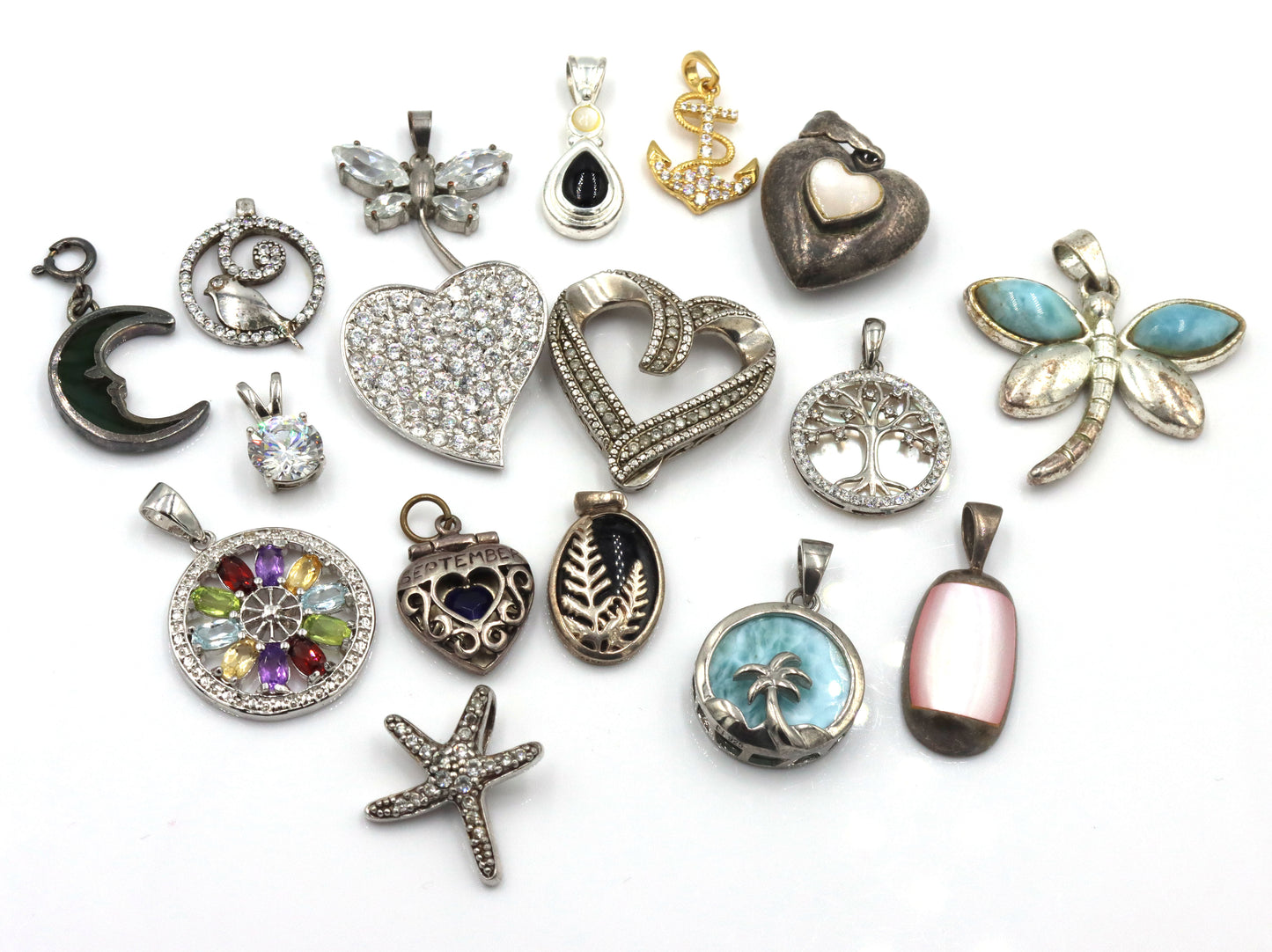Vintage 925 sterling silver group lot of pendants