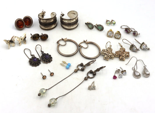 Vintage 925 sterling silver group lot of earrings