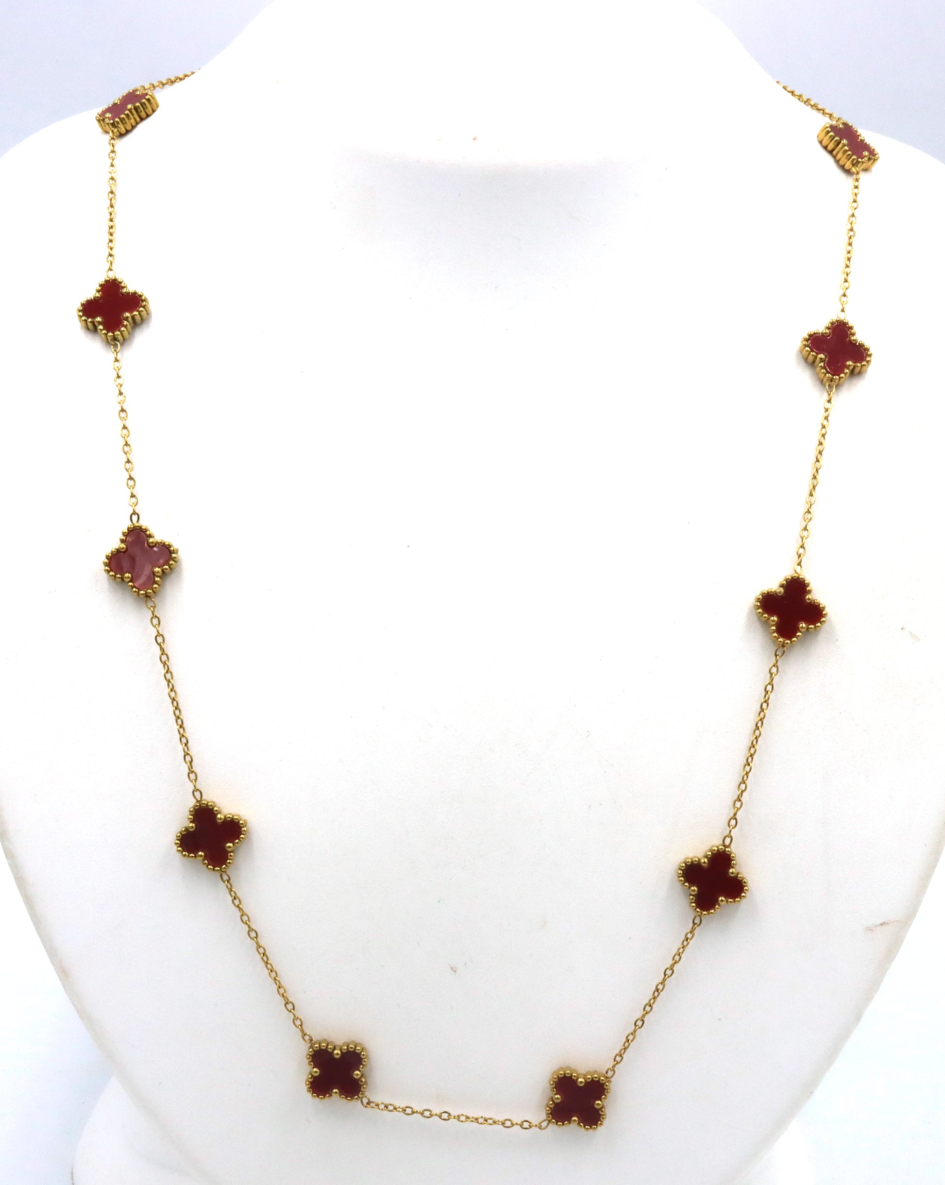 Gold plated clover station adjustable necklace