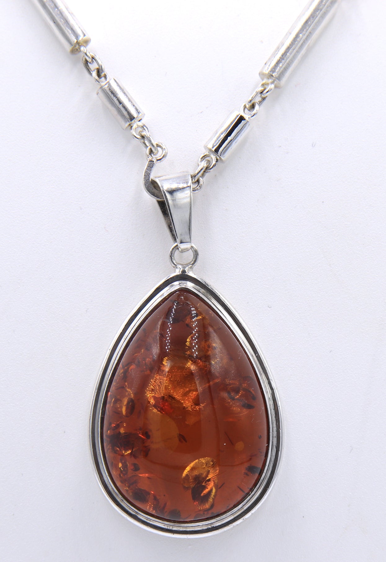 925 Sterling Silver Resin Pendant on Chain Necklace