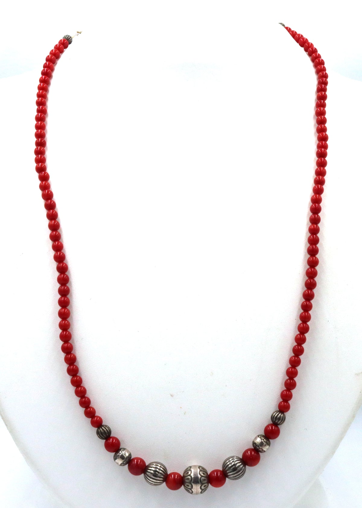 925 Sterling silver red beaded necklace