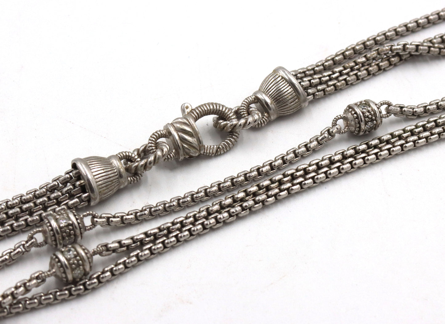Judith Ripka crystal 3 row strand necklace