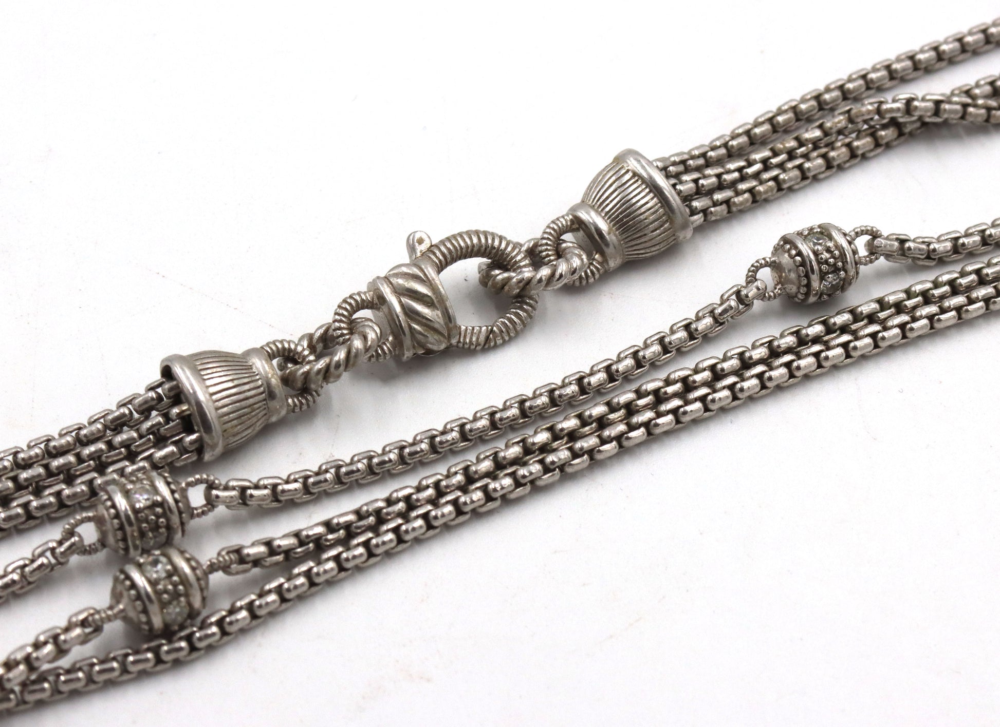 Judith Ripka crystal 3 row strand necklace