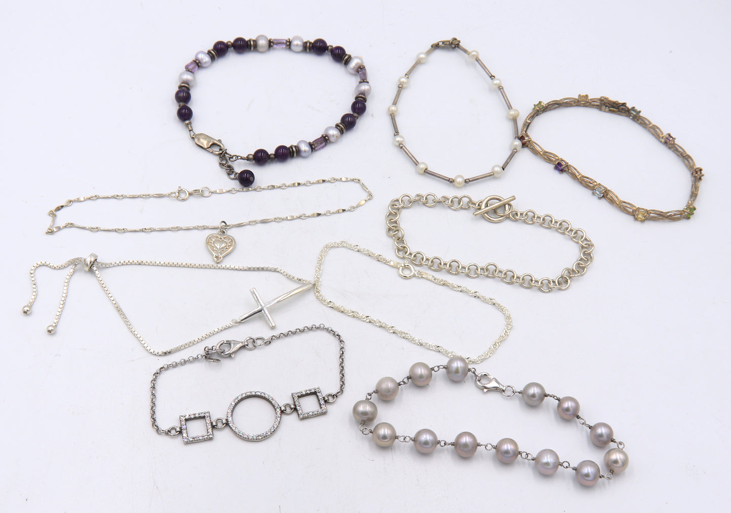 Group Lot of Vintage 925 Sterling Silver Bracelets