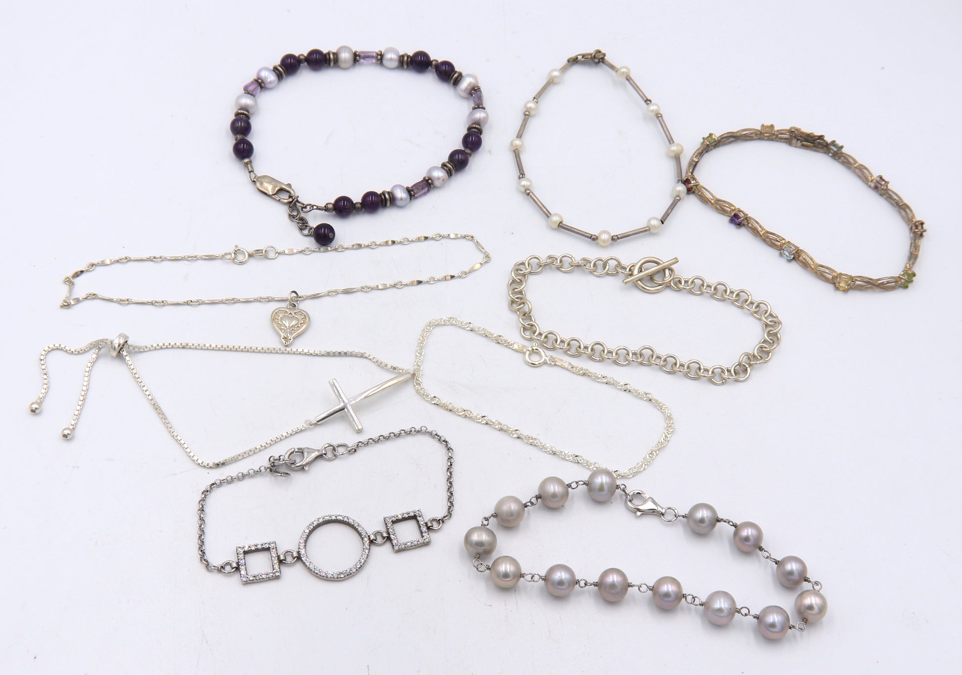 Group Lot of Vintage 925 Sterling Silver Bracelets