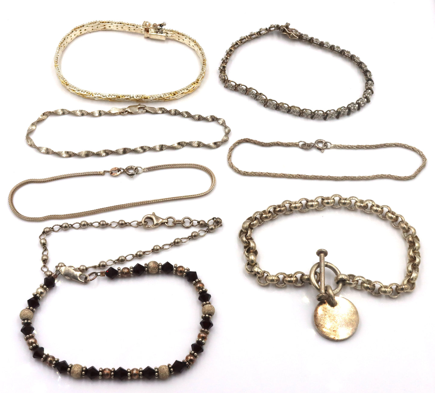Group lot of 8 vintage 925 sterling silver bracelets
