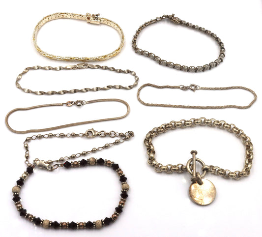 Group lot of 8 vintage 925 sterling silver bracelets
