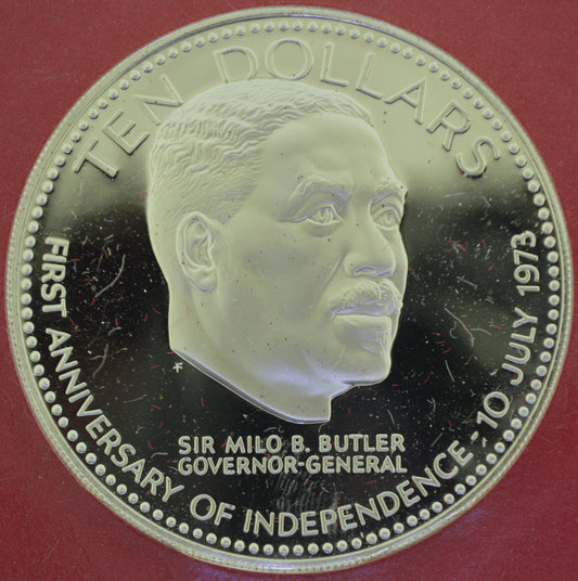 1974 Bahamas Ten Dollar Independence Day Sterling Silver Coin