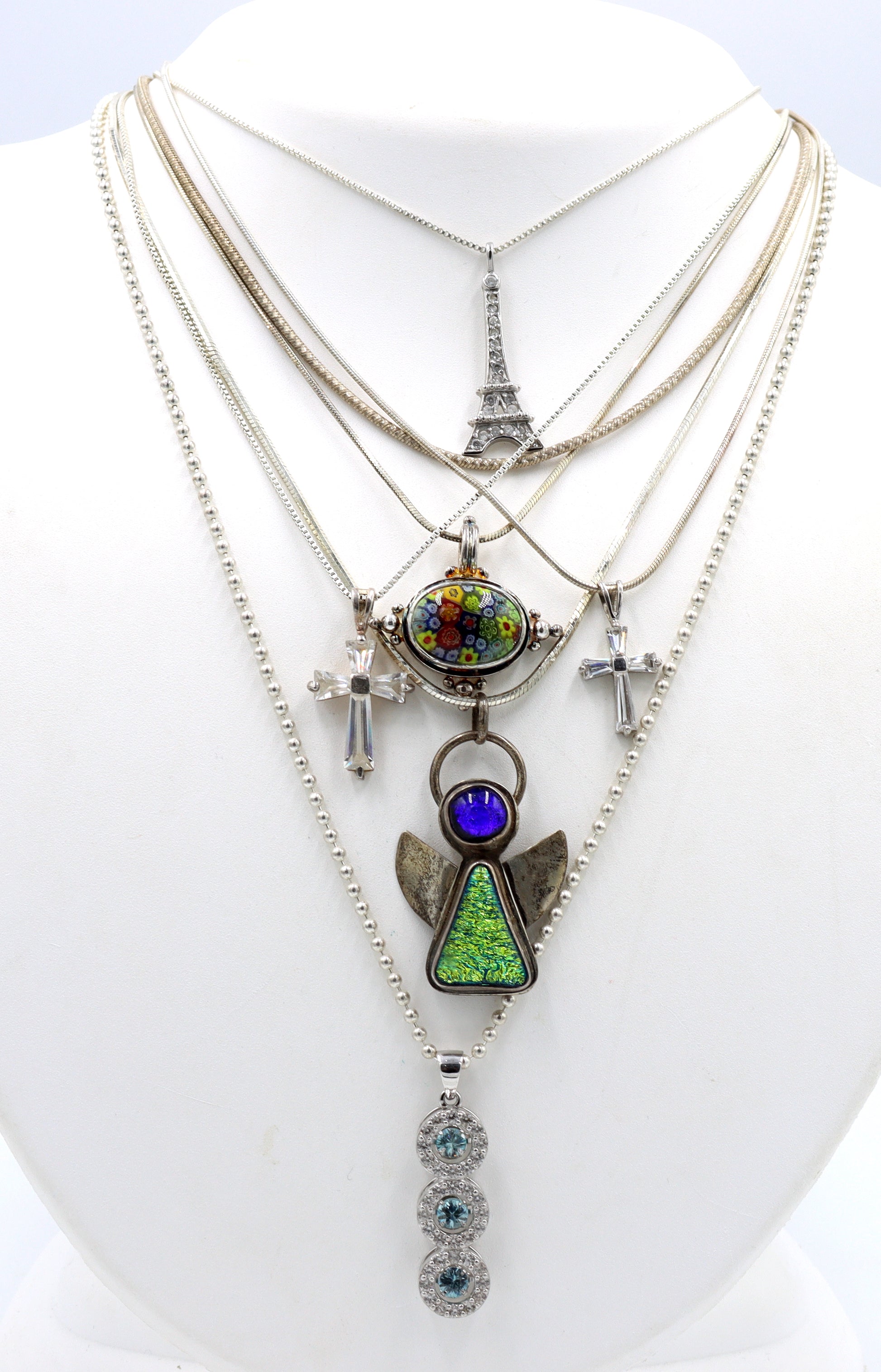 Group lot of 7 Vintage 925 sterling silver necklaces