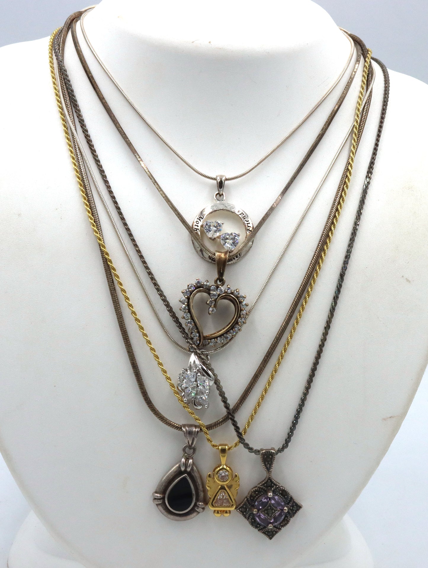 Group lot of 6 Vintage 925 sterling silver necklaces