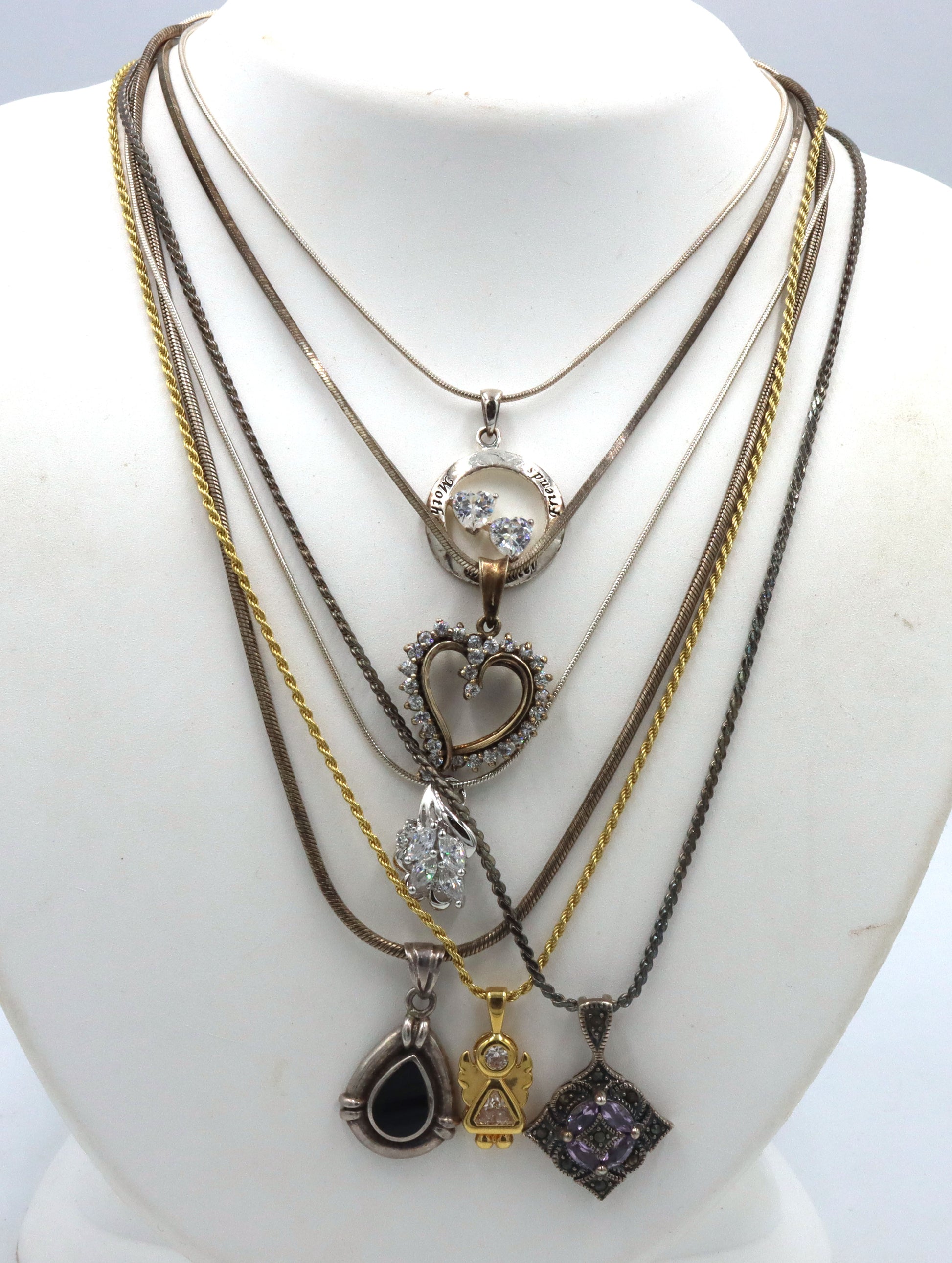 Group lot of 6 Vintage 925 sterling silver necklaces