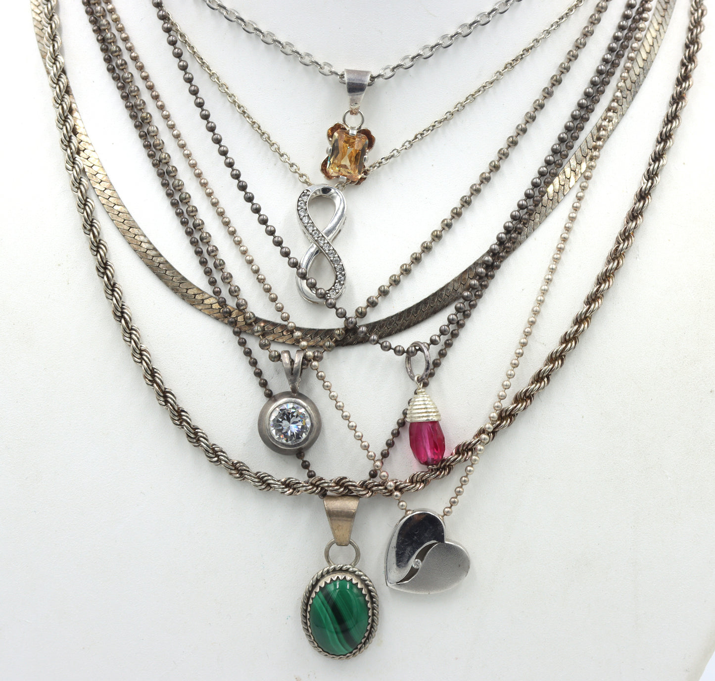 Group lot of 8 Vintage 925 sterling silver necklaces