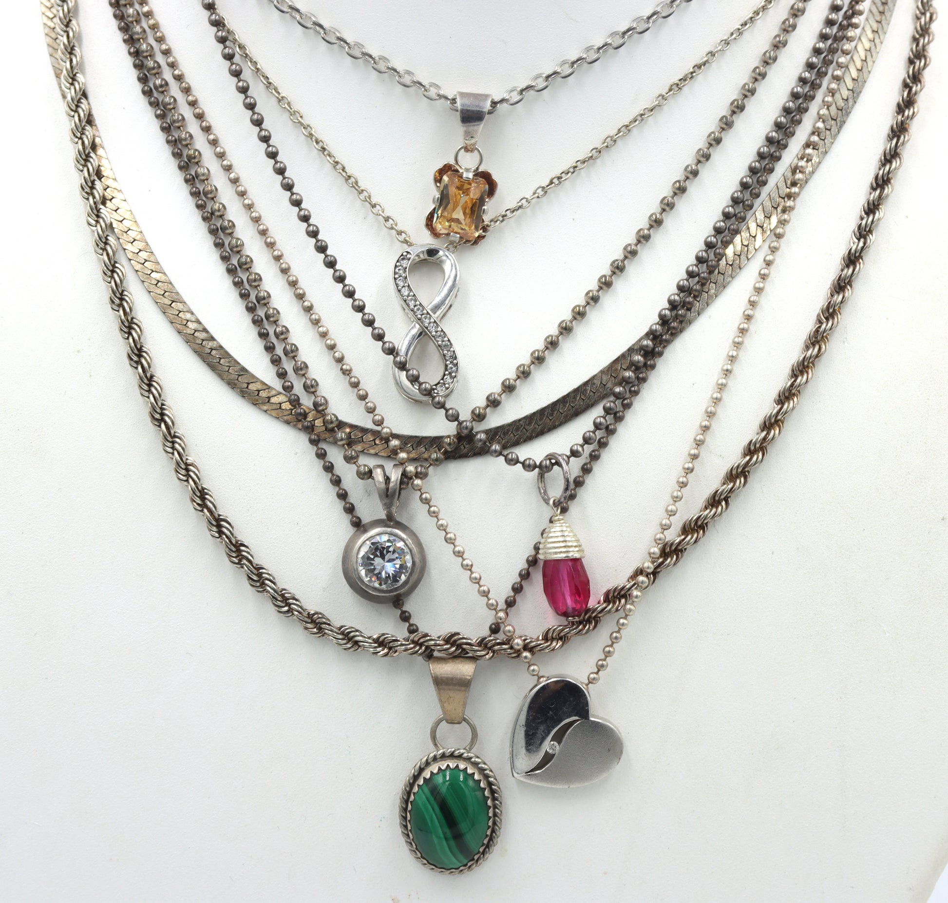 Group lot of 8 Vintage 925 sterling silver necklaces