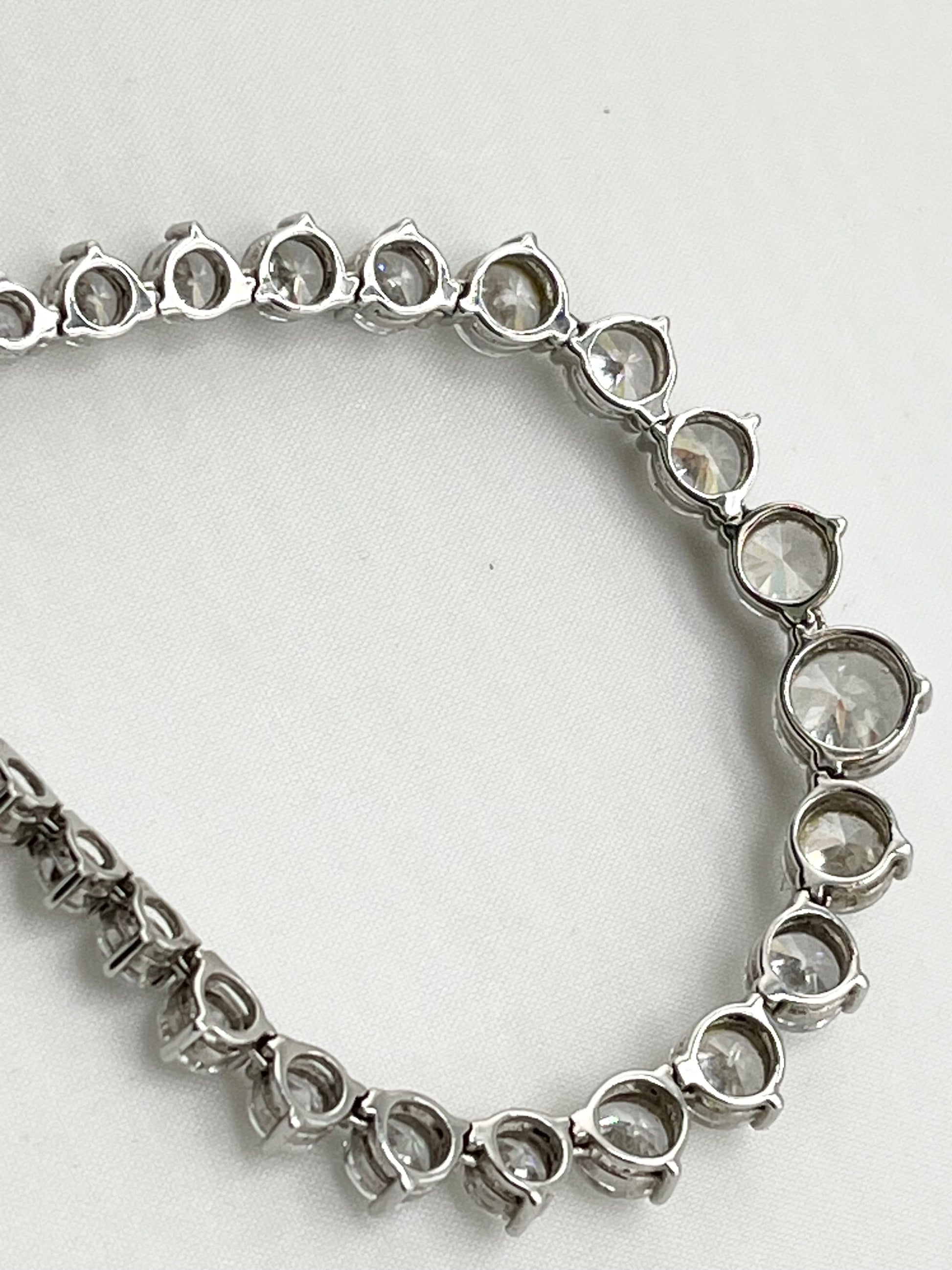 925 Sterling Silver Gratuated Tennis CZ Necklace