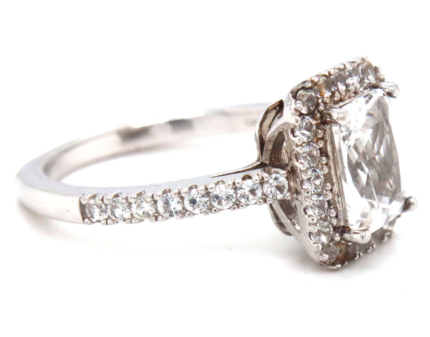 925 Sterling silver Emerald cut cubic zirconia ring
