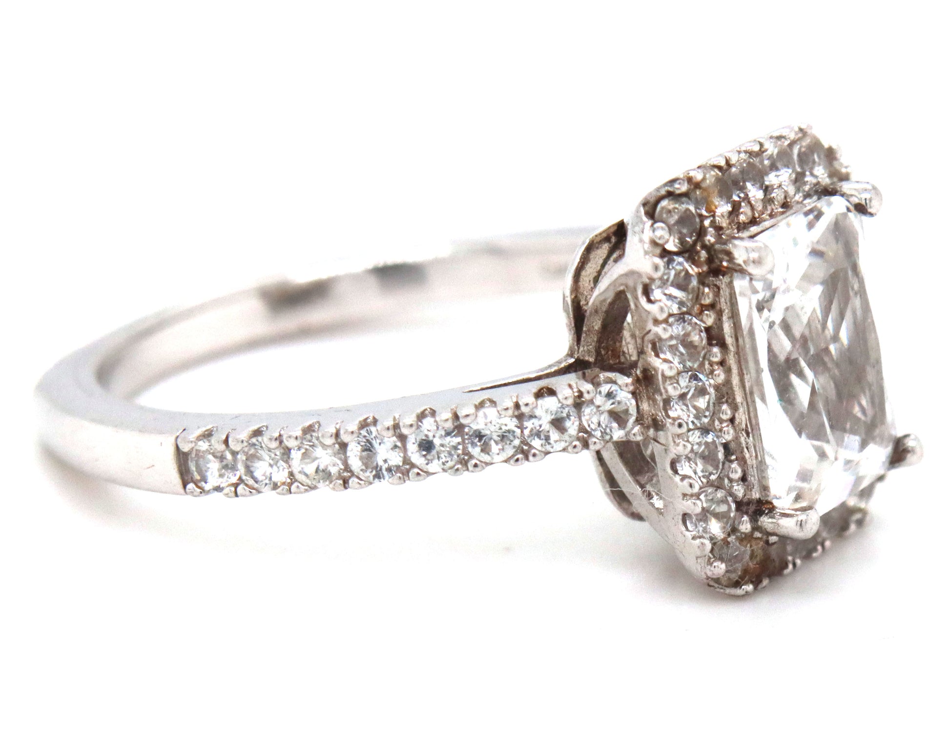 925 Sterling silver Emerald cut cubic zirconia ring