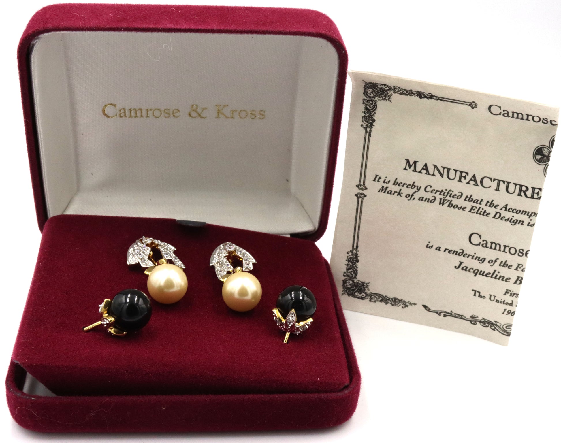 Camrose & Kross Jackie Kennedy gold tone pearl interchanging earrings