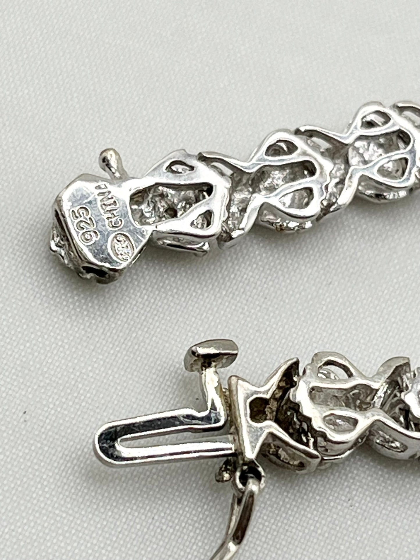 925 Sterling Silver "S" Link Diamond Tennis Bracelet