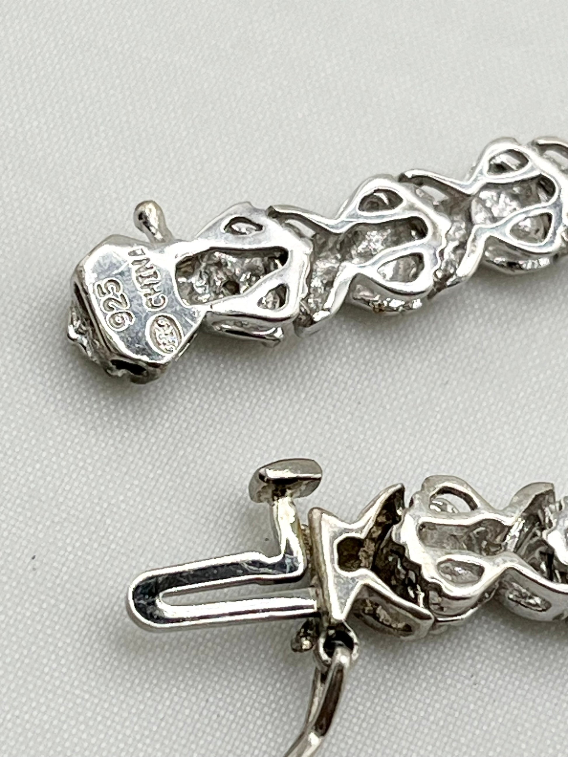 925 Sterling Silver "S" Link Diamond Tennis Bracelet