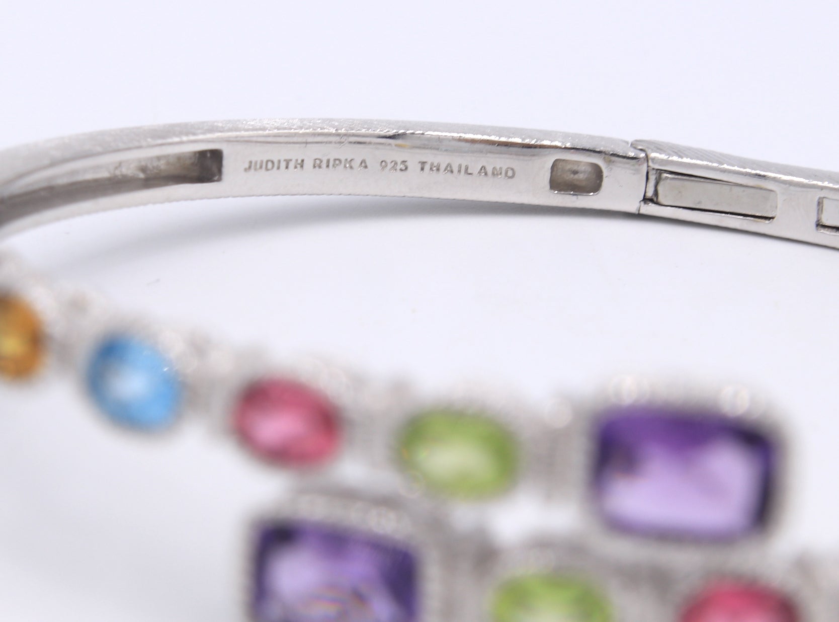 Judith Ripka multi color stone bypass bangle