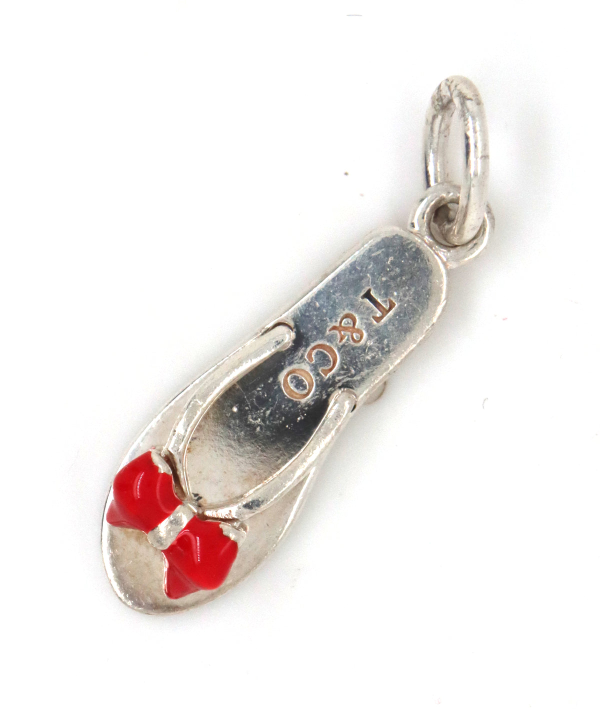 Tiffany & Co sandal flip flop shoe charm with red enamel