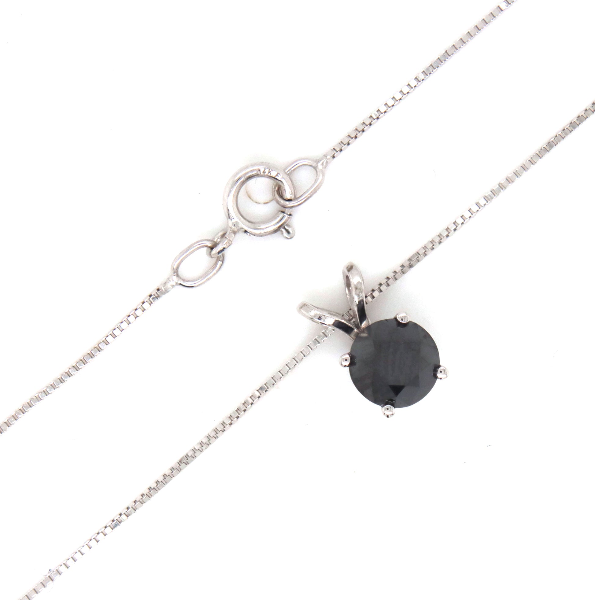 14kt White gold 0.45ct black diamond pendant on chain