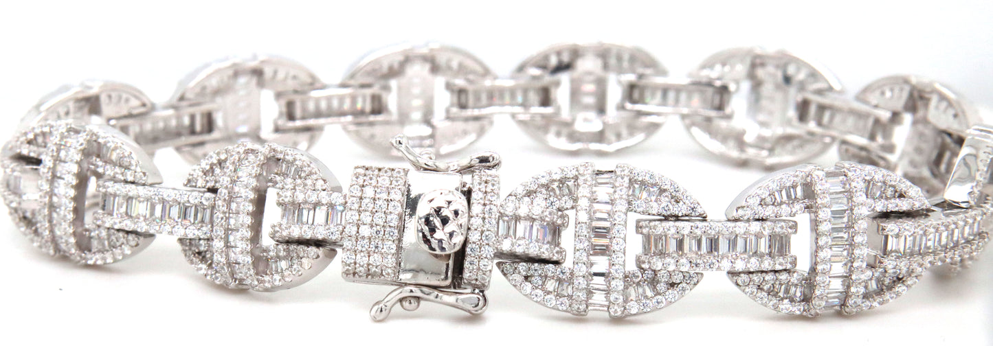 925 Sterling silver CZ link bracelet