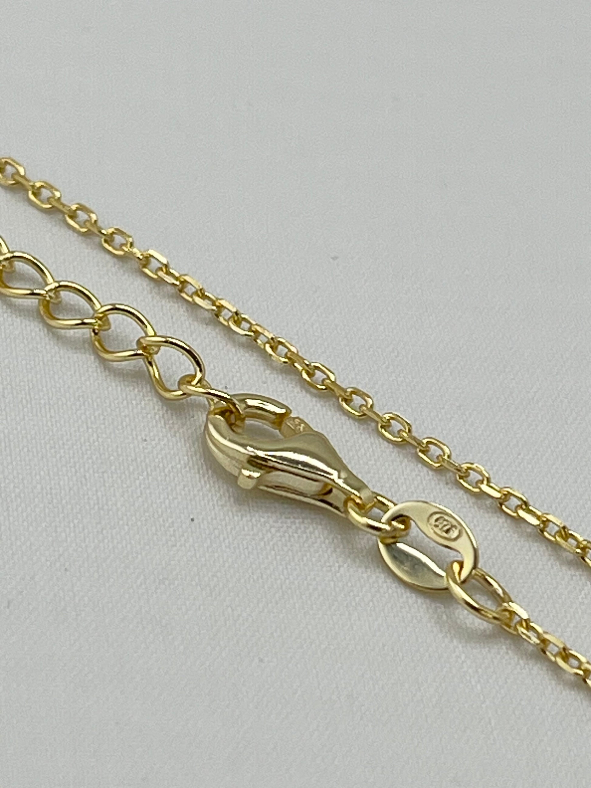 925 Sterling Silver Gold Tone Princess Flower Mother Of Pearl Necklace