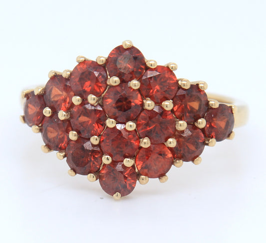 10K Yellow Gold Red Spinel Cluster Ring