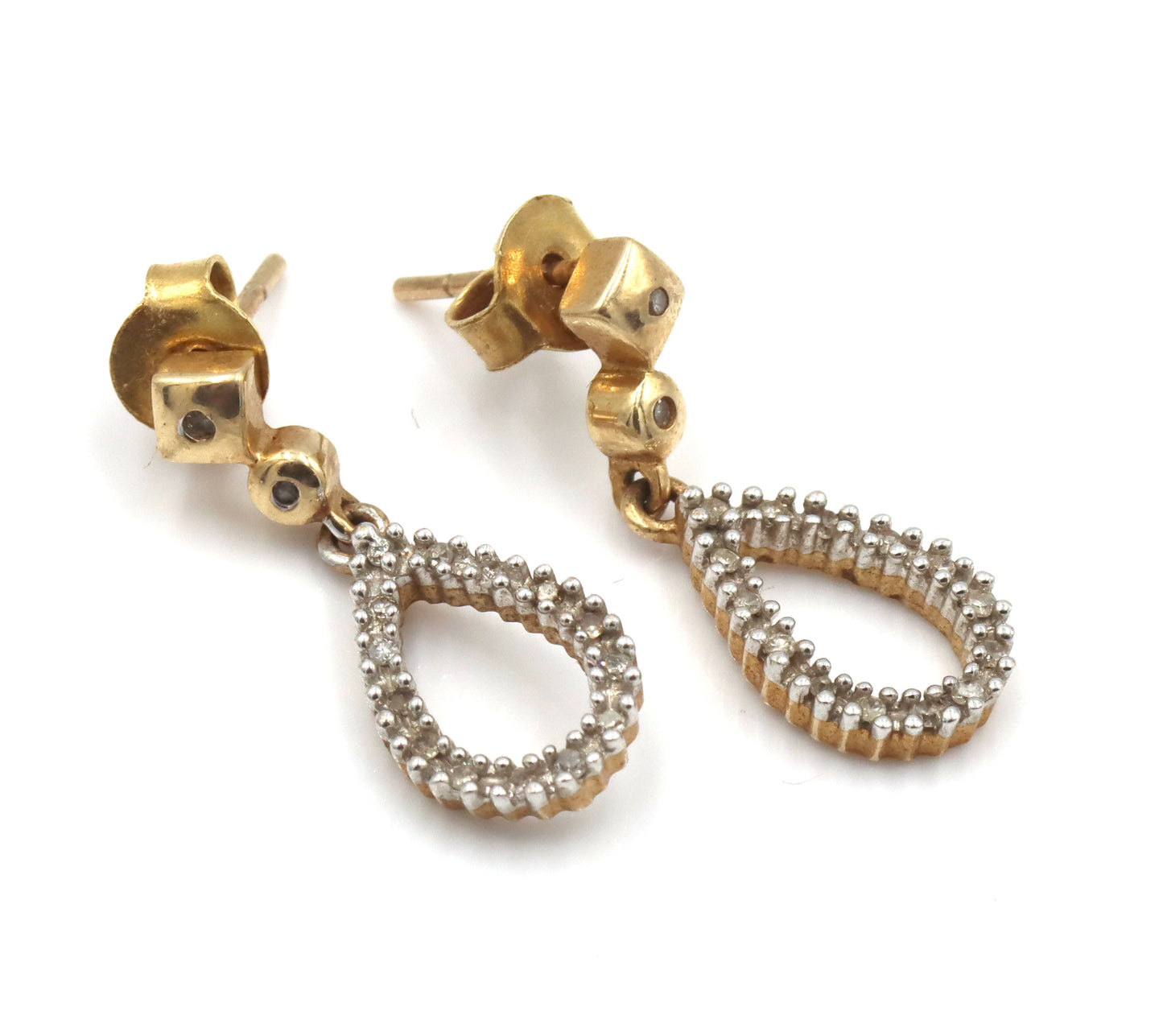 10kt Yellow gold diamond dangle earrings