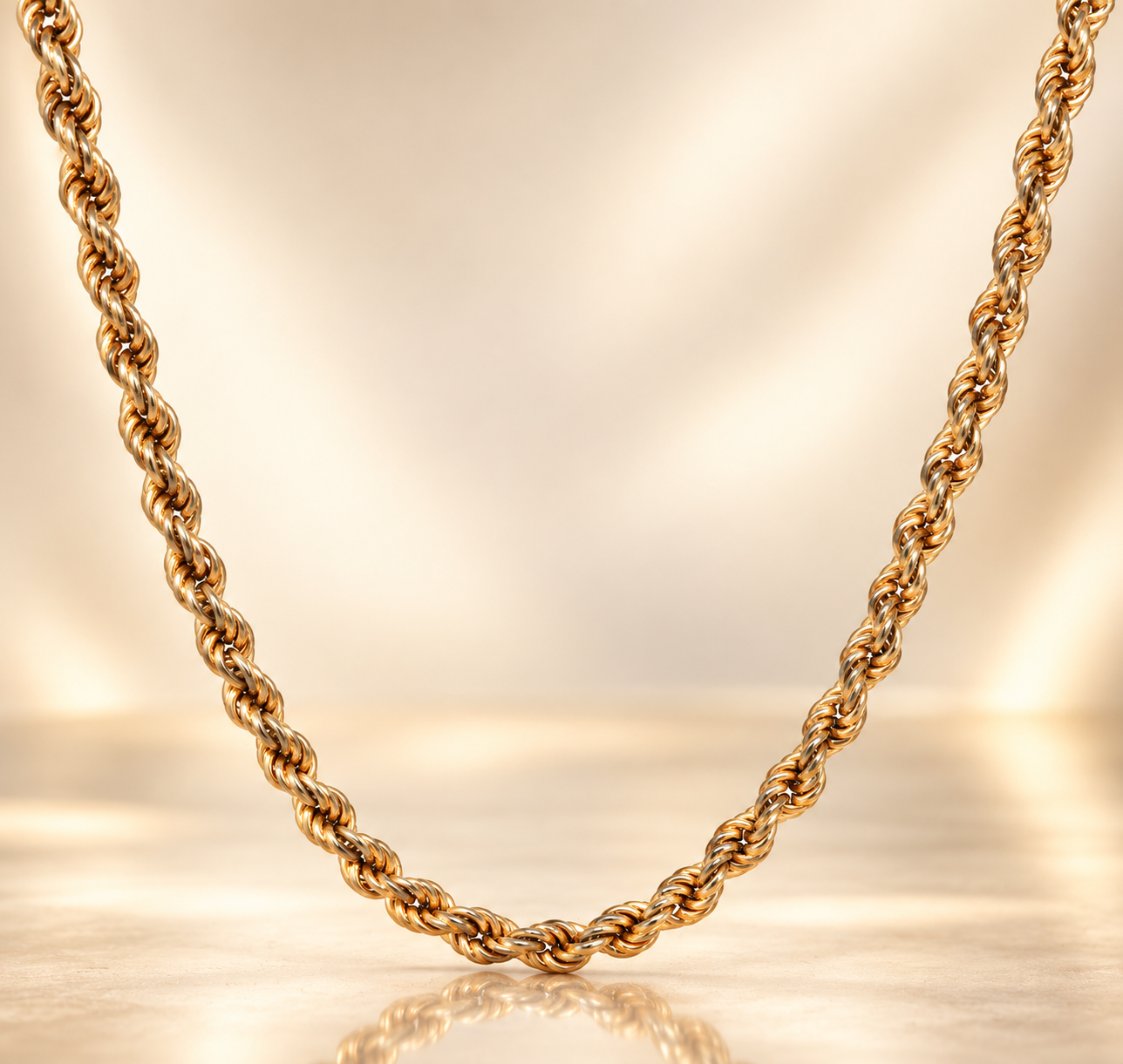 Italian vintage 925 sterling silver rope chain necklace