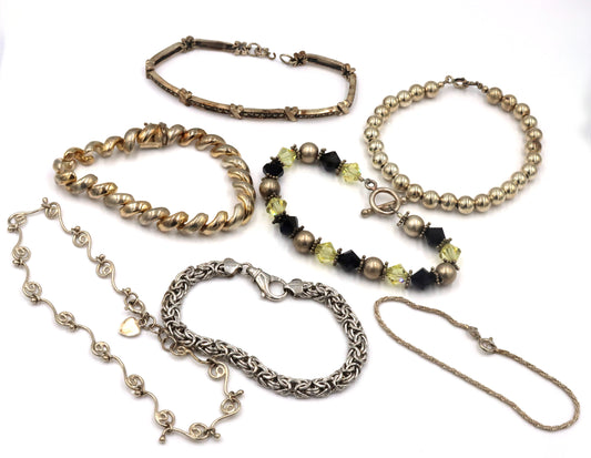 Group lot of 7 Vintage 925 sterling silver bracelets