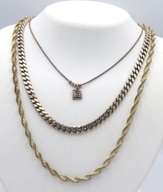 Vintage 925 sterling silver lot of 3 necklaces