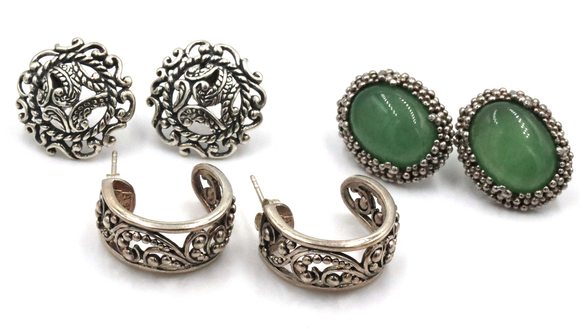 3 Pairs of 925 sterling silver earrings