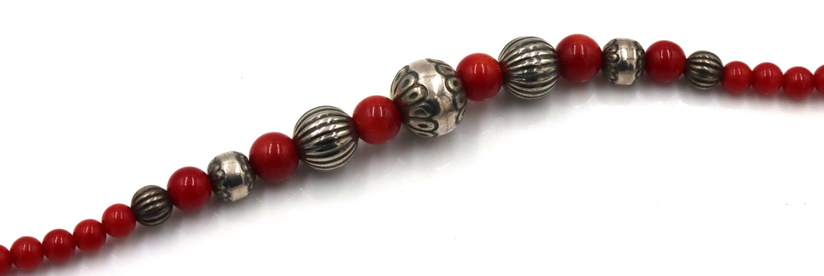 925 Sterling silver red beaded necklace