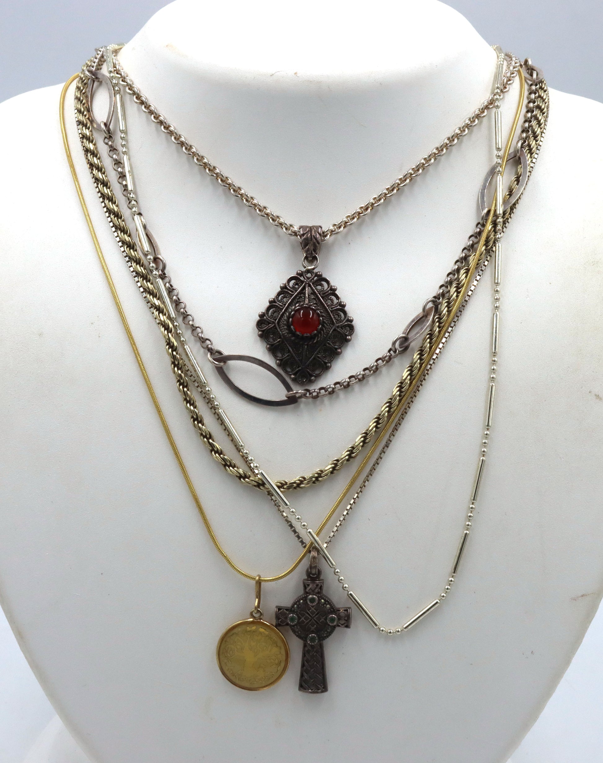 Group lot of 6 vintage 925 sterling silver necklaces