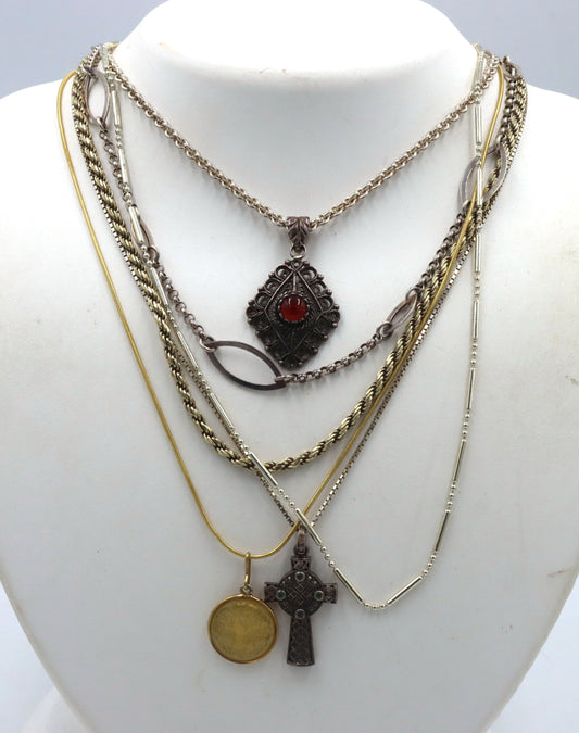 Group lot of 6 vintage 925 sterling silver necklaces