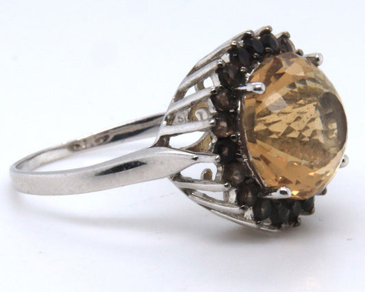 Vintage Sterling Silver Yellow Cubic Zirconia Ring