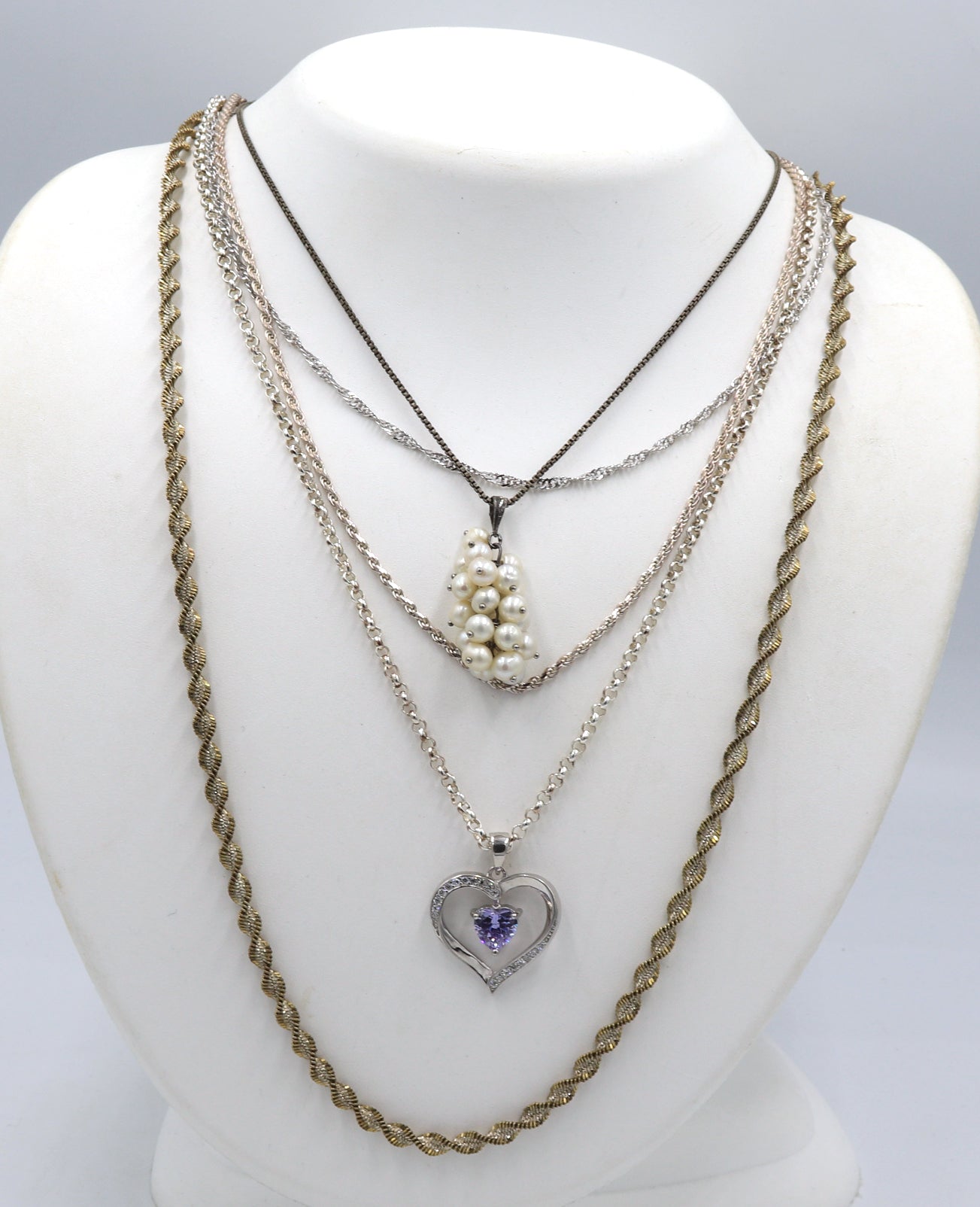 Group lot of 5 Vintage 925 sterling silver necklaces