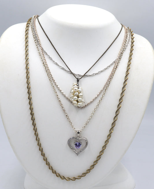 Group lot of 5 Vintage 925 sterling silver necklaces