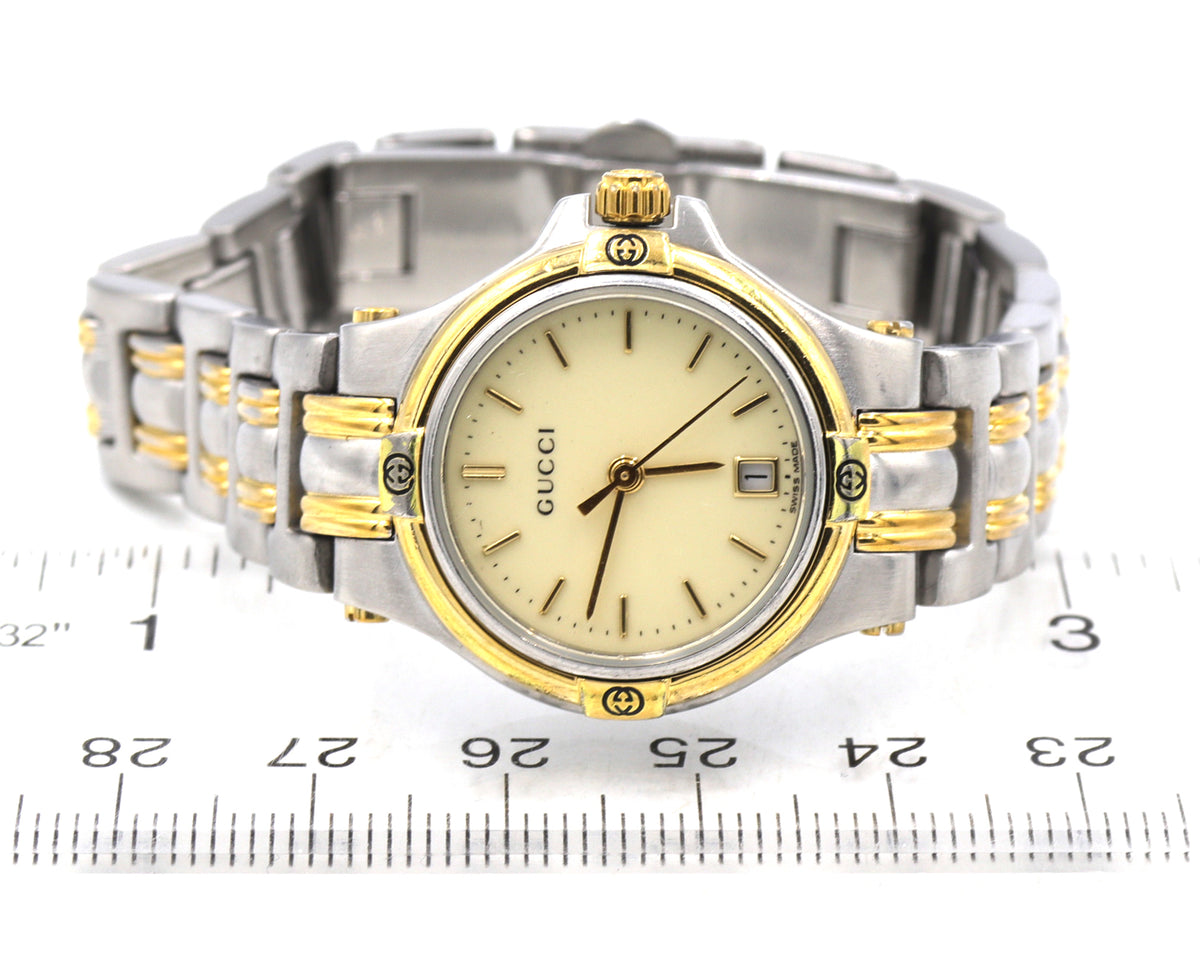 Gucci two tone cream dial quartz watch
