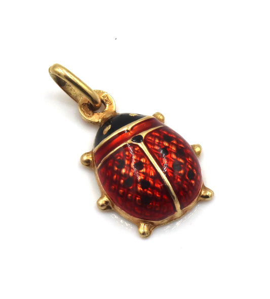 14kt Yellow gold lady bug enamel charm
