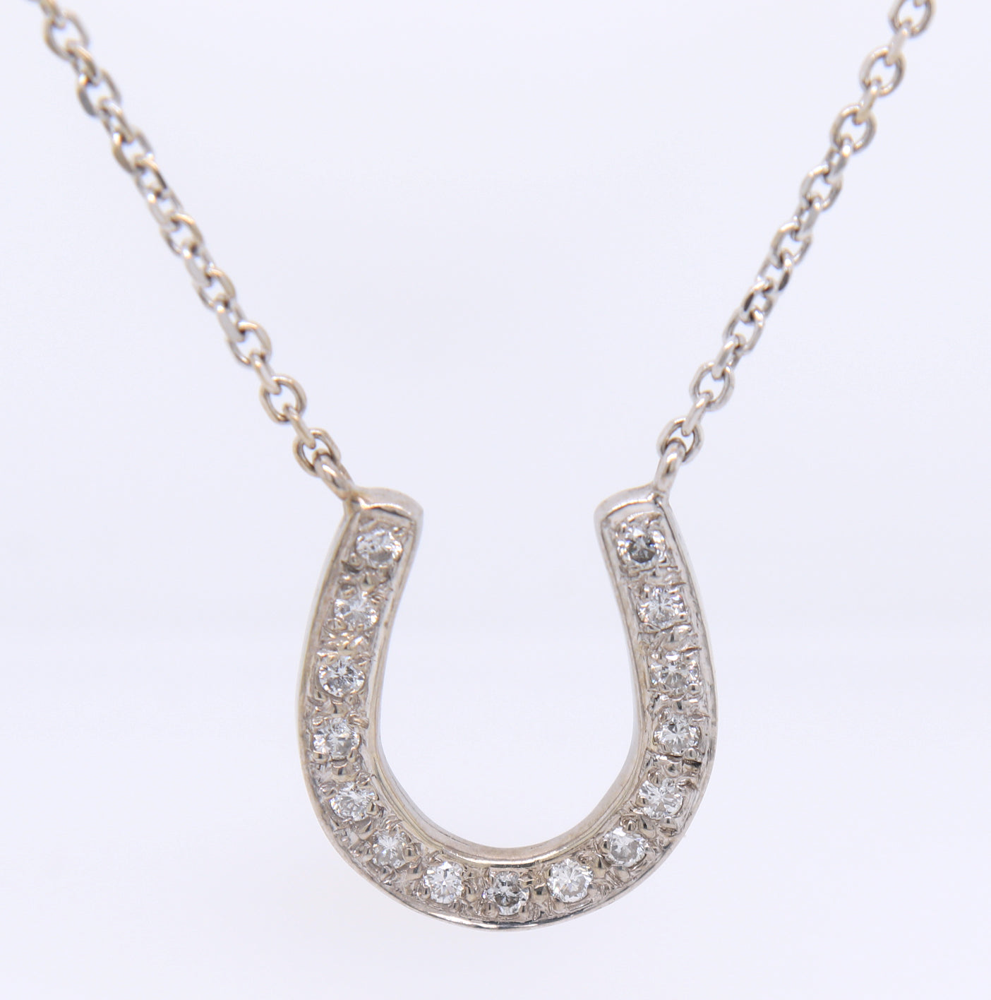 Amazing White Gold Diamond Horseshoe Necklace