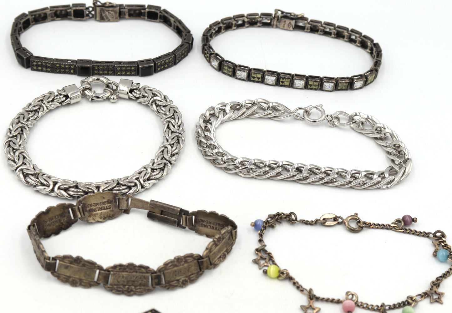 Group lot of Vintage 925 sterling silver bracelets