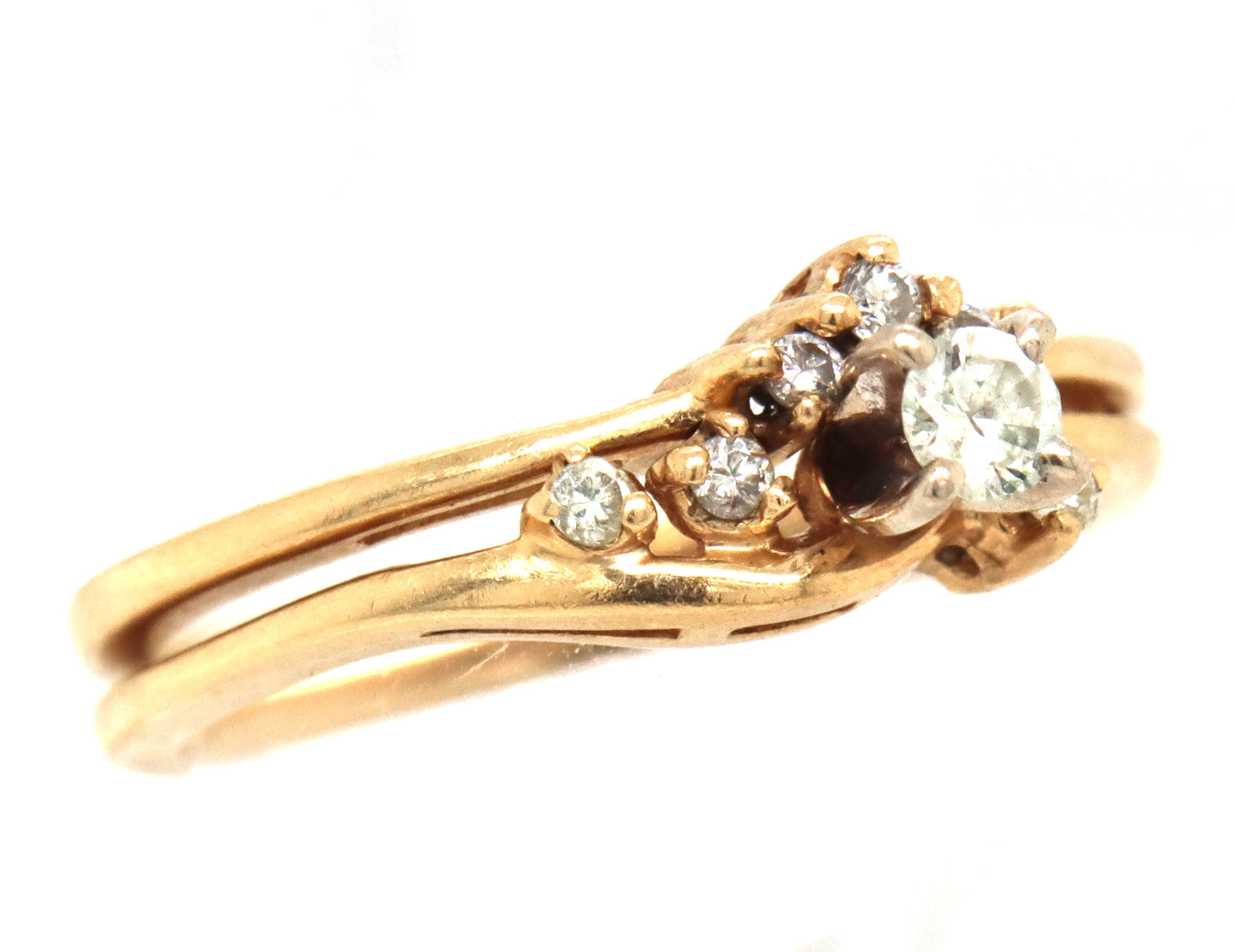 14kt Yellow gold cubic zirconia wedding set