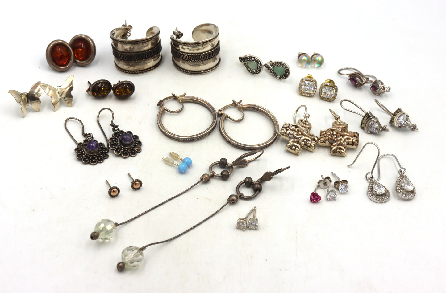 Vintage 925 sterling silver group lot of earrings